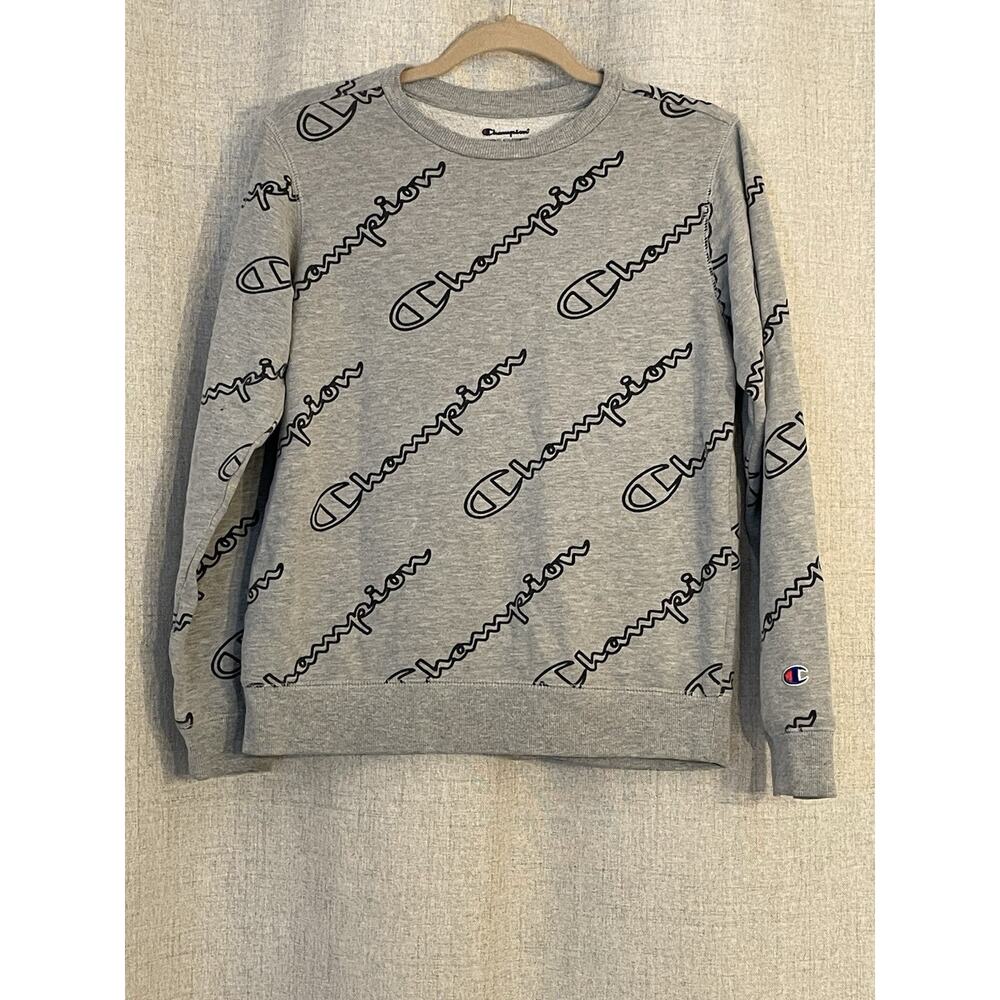 Women's Champion All Over Logo Hoodie Sweatshirt Croptop Size XLarge